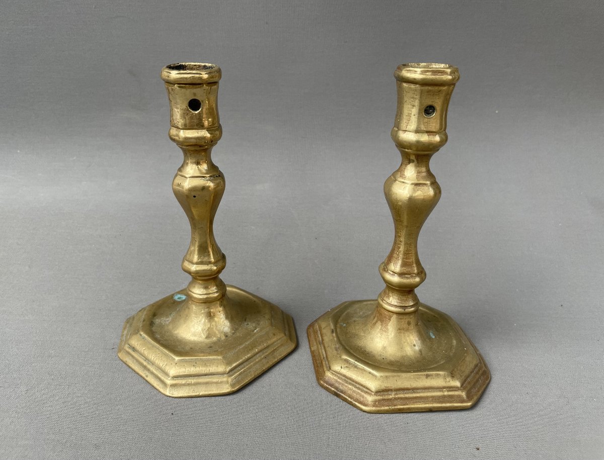 Paire de chandeliers en bronze, XVIIIe-photo-3