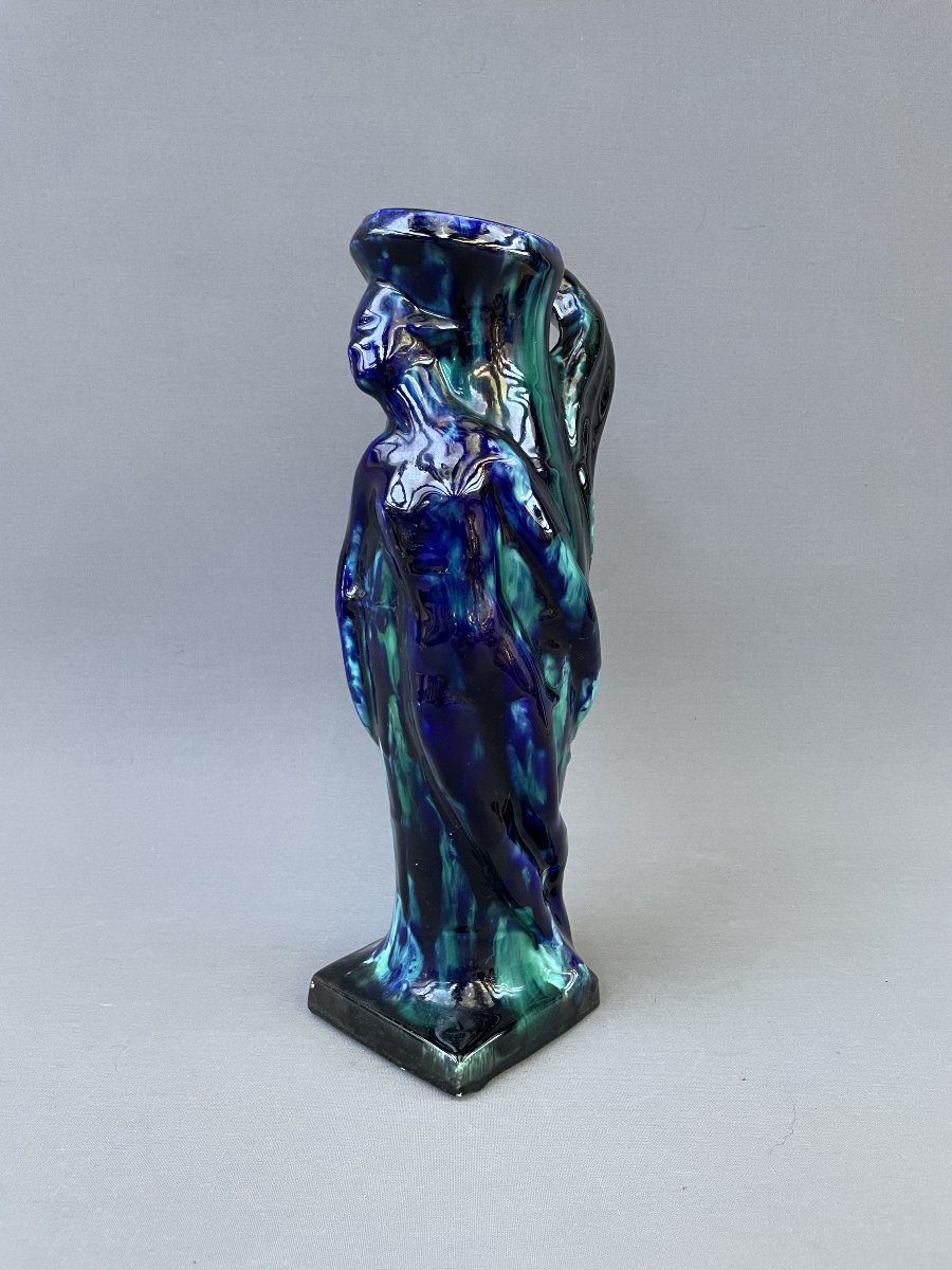 Pichet Art Nouveau en faïence-photo-2