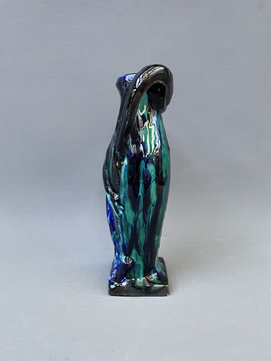 Pichet Art Nouveau en faïence-photo-2