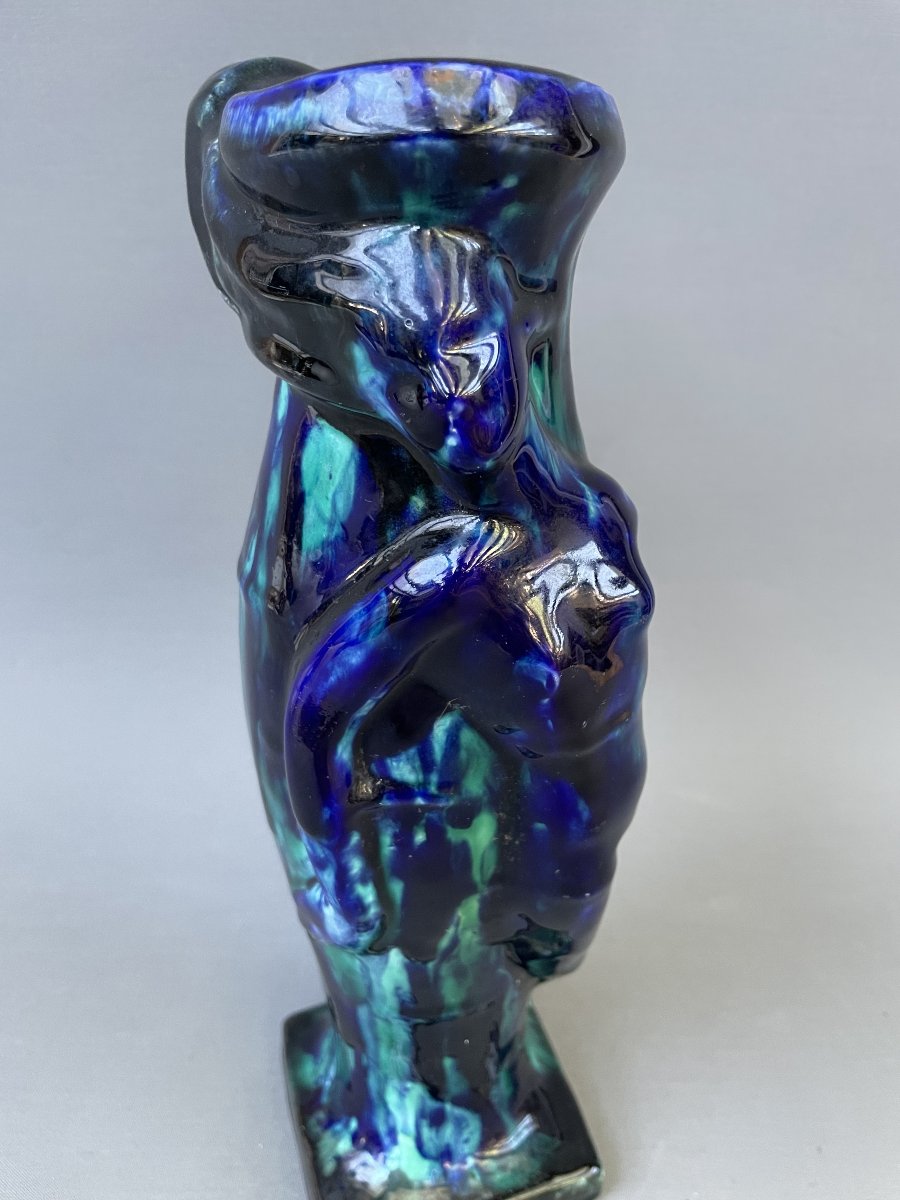Pichet Art Nouveau en faïence-photo-6