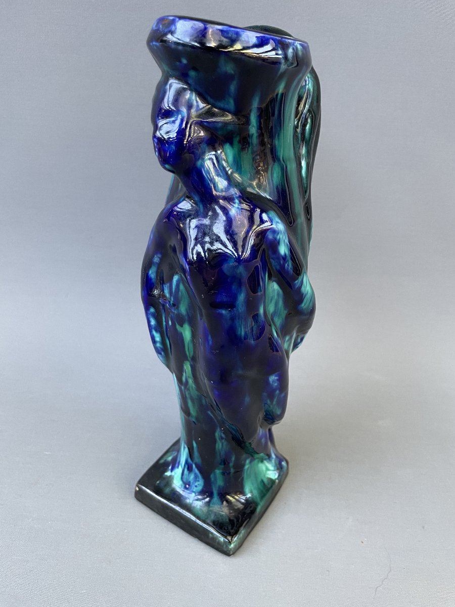 Pichet Art Nouveau en faïence-photo-7