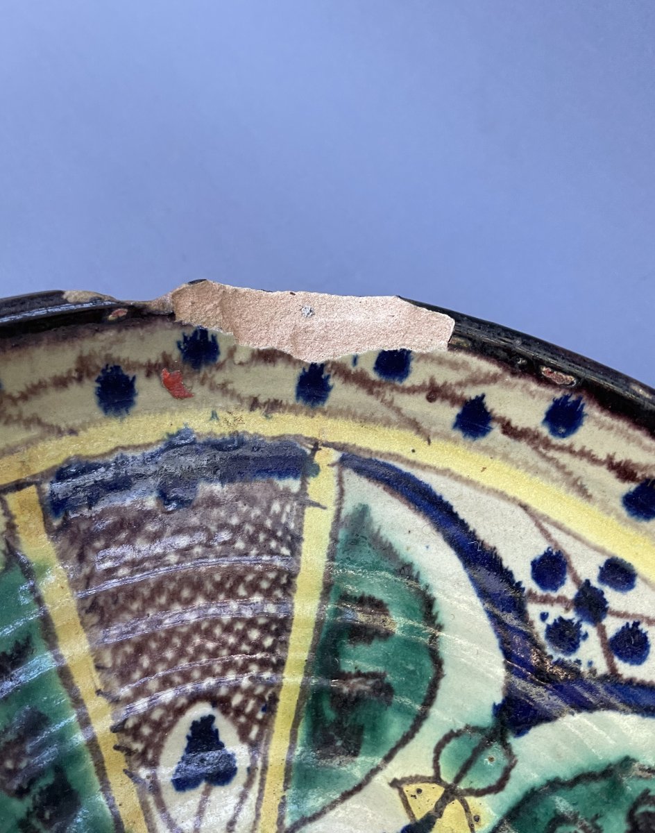 Polychrome Ceramic Dish, Near East, Late 19th Century-photo-1