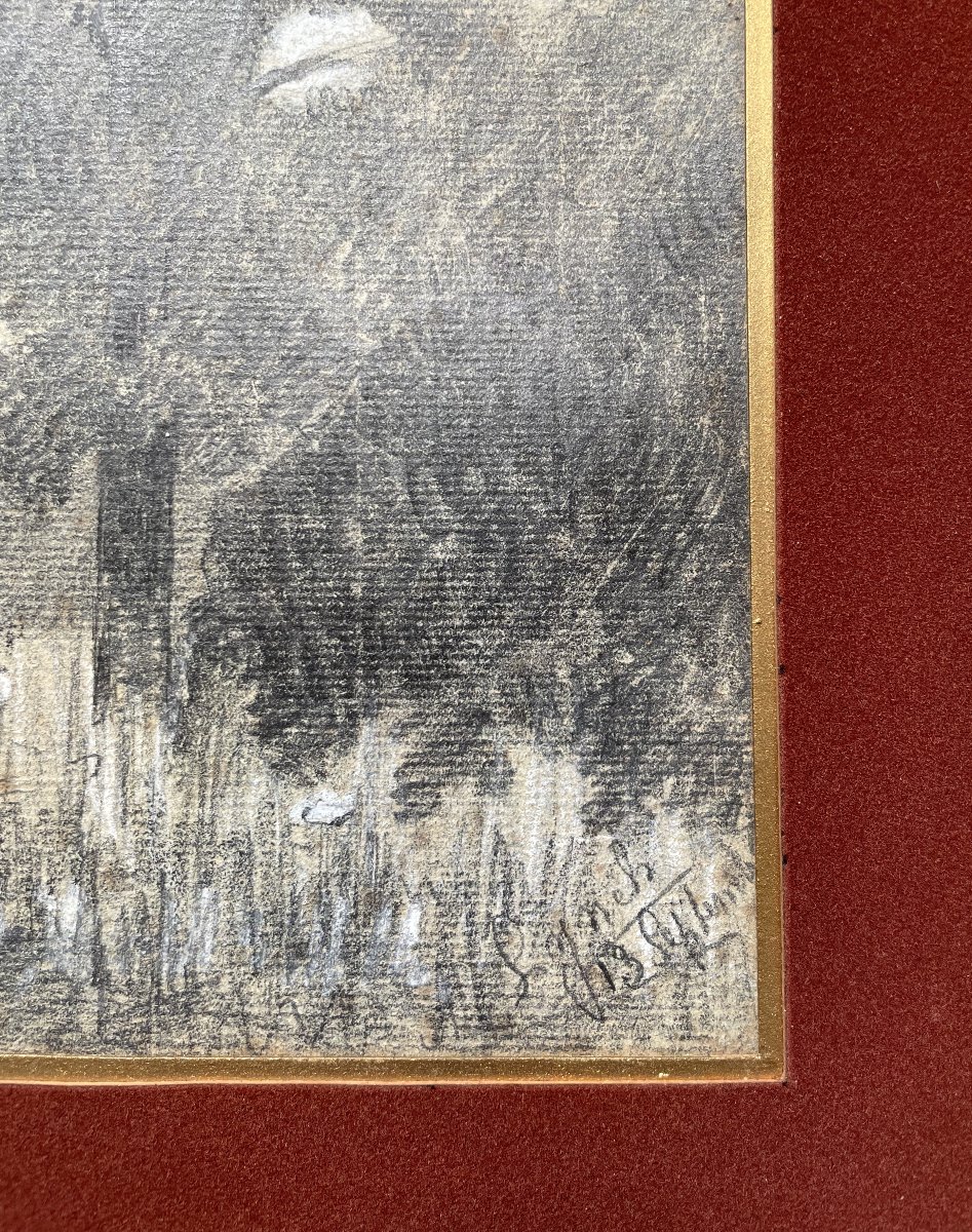 Paysage arboré, dessin, école Nabi, signature à déchiffrer-photo-3
