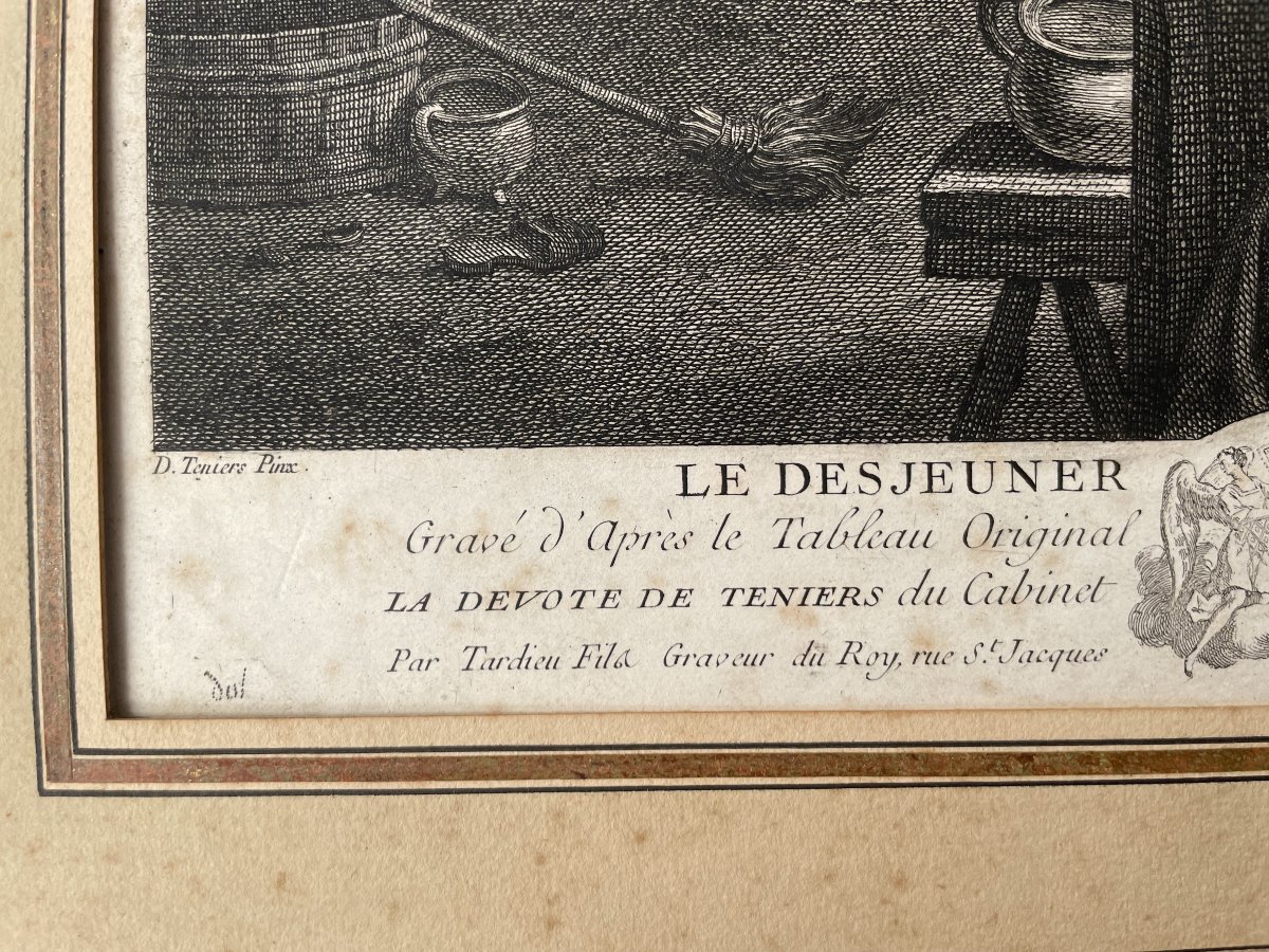 Le déjeuner flamand, gravure par Tardieu d'après Teniers-photo-2
