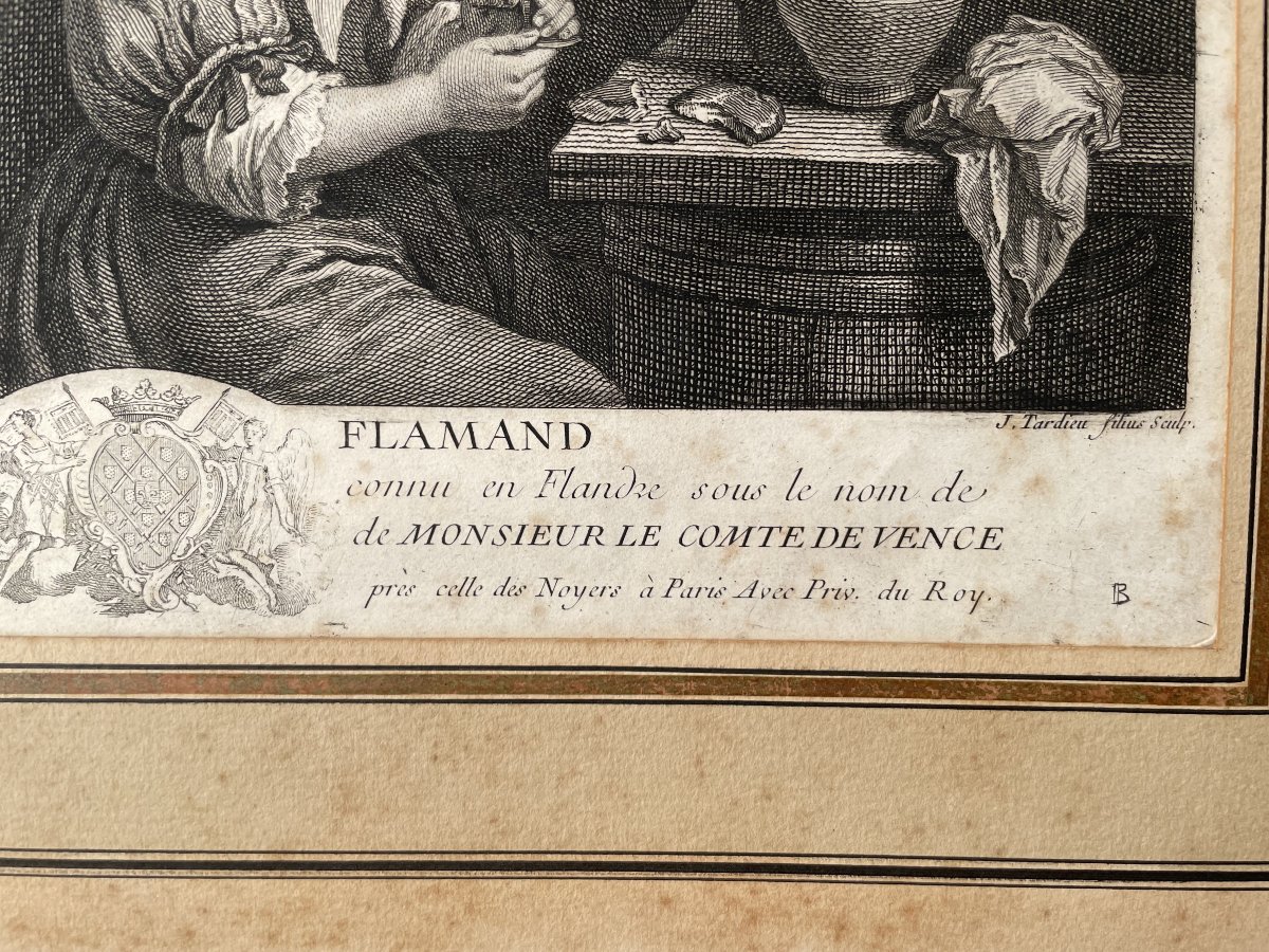 Le déjeuner flamand, gravure par Tardieu d'après Teniers-photo-3