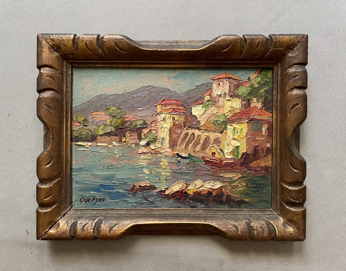 Coastal Village, Oil On Panel