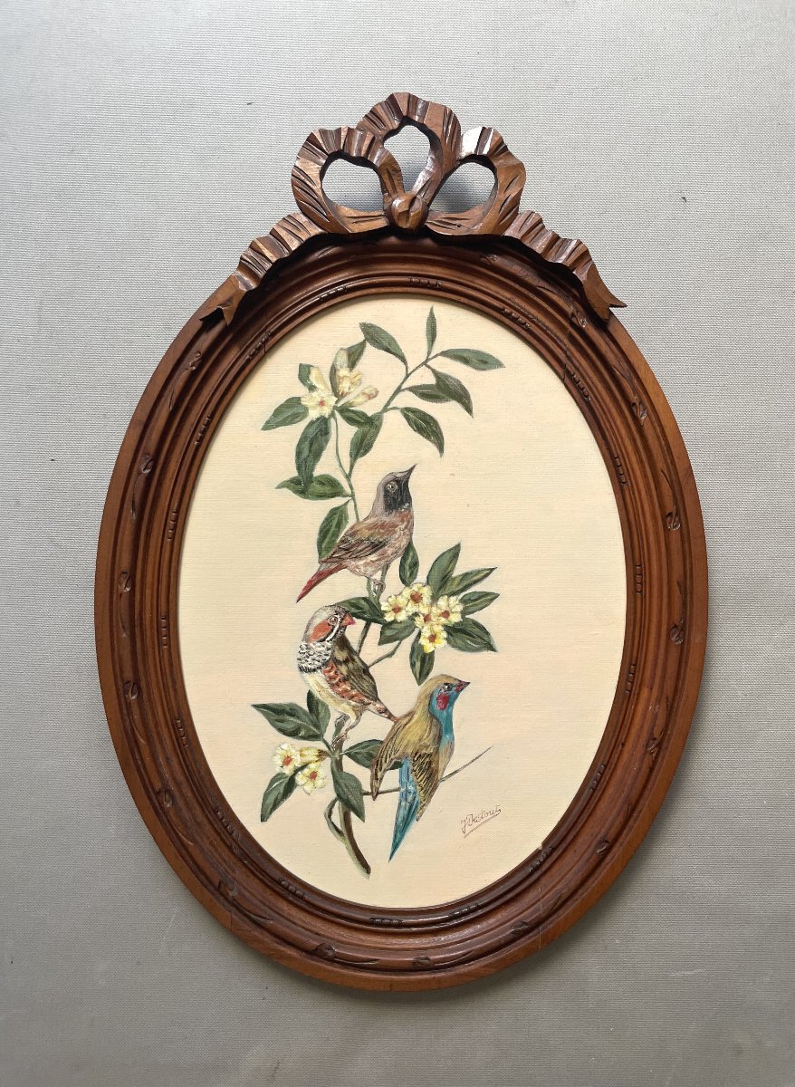 Oiseaux exotiques, huile sur toile