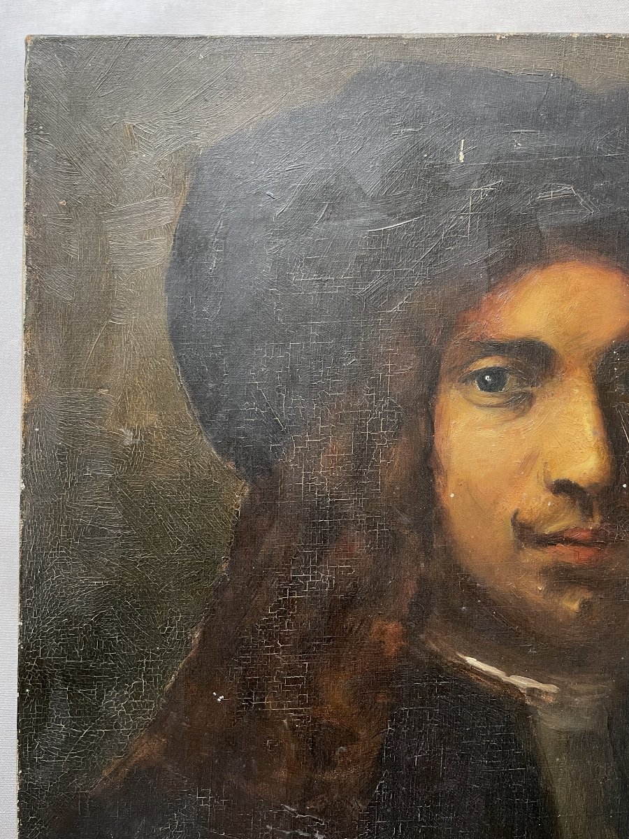 Portrait Of A Man, Oil On Canvas, 19th Century-photo-2
