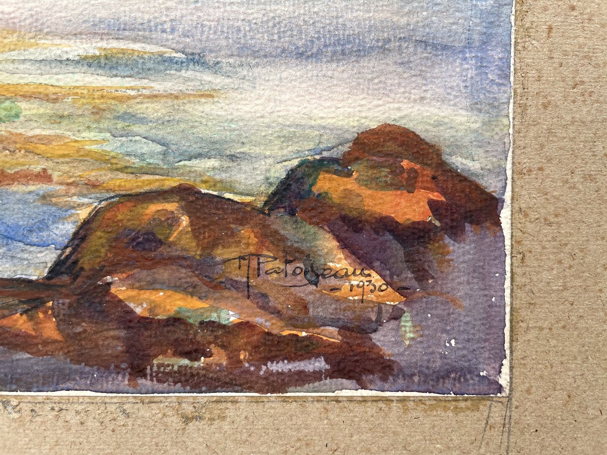 Maurice Patoiseau, Harbor View, Watercolor-photo-3