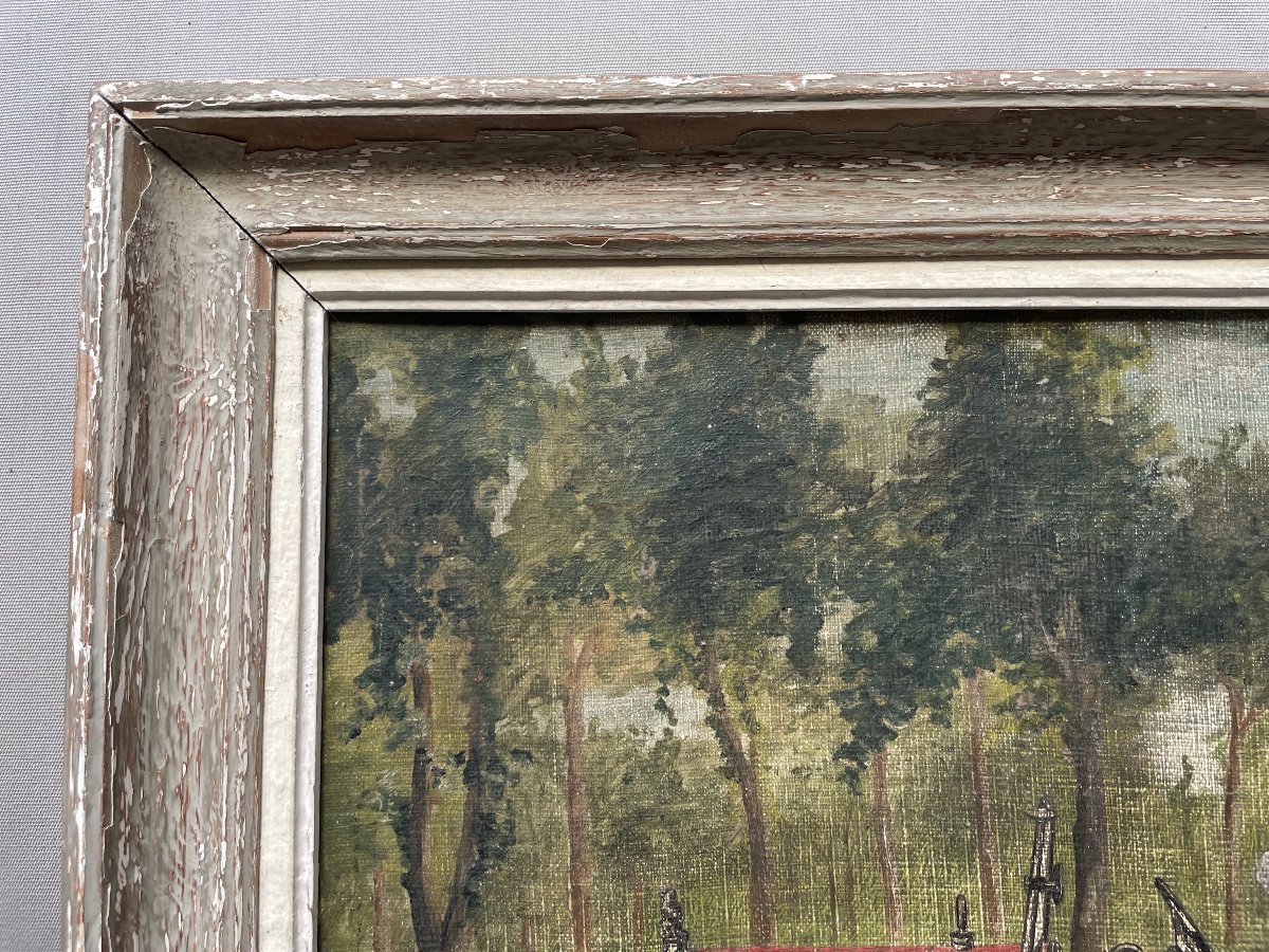 Young Woman In A Car, Oil On Canvas, Early 20th Century-photo-4