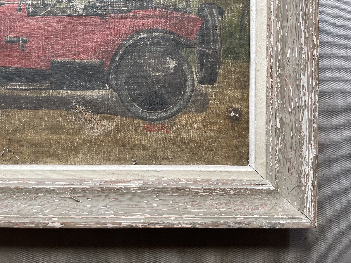Young Woman In A Car, Oil On Canvas, Early 20th Century-photo-2