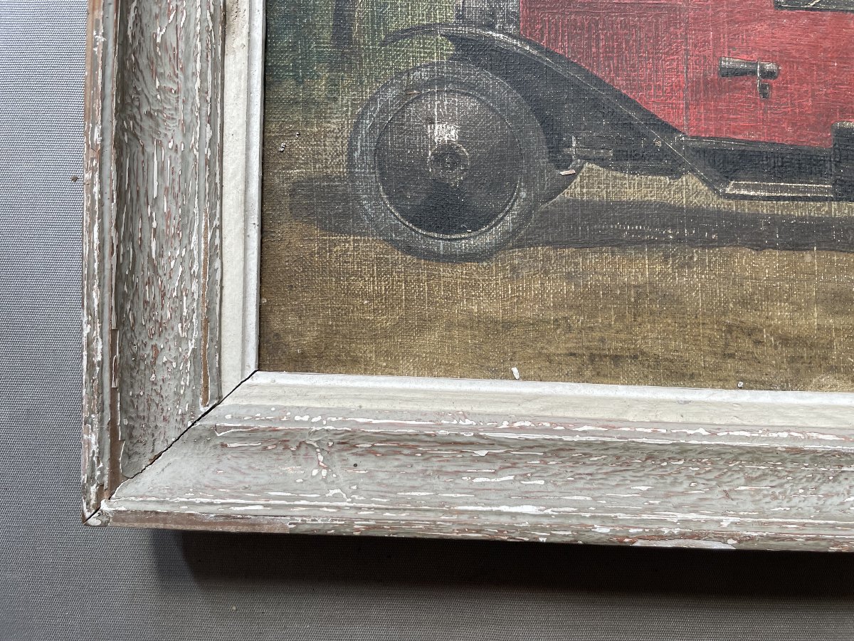 Young Woman In A Car, Oil On Canvas, Early 20th Century-photo-3