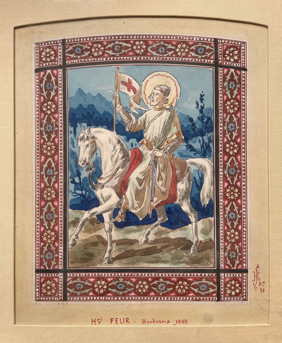 Knight, Watercolor, 19th Century-photo-2