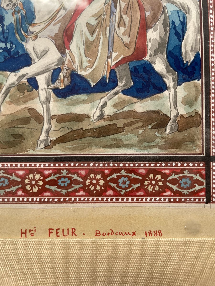 Knight, Watercolor, 19th Century-photo-3