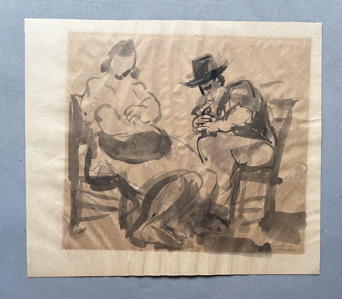 Famille, lavis d'encre