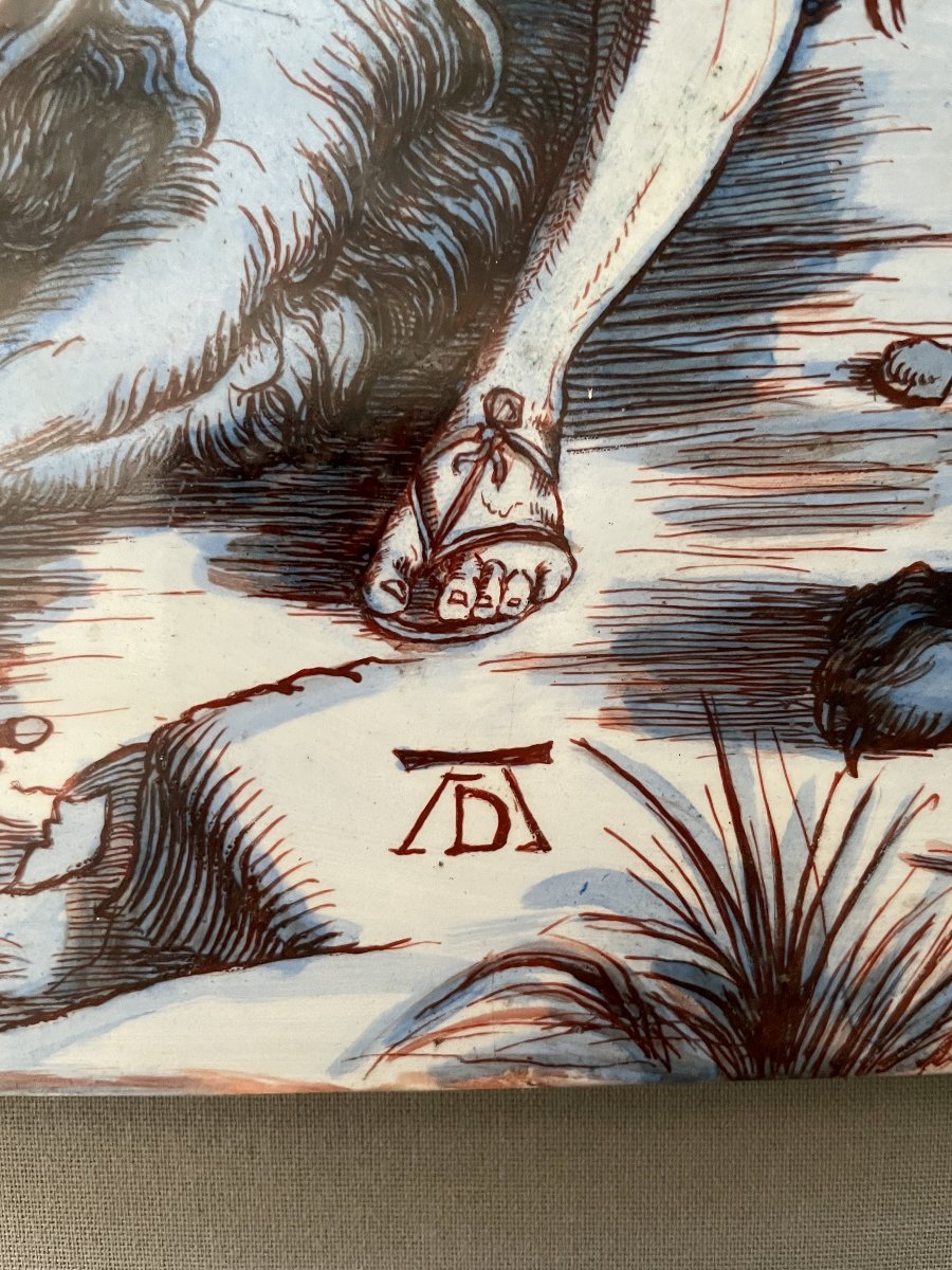 Samson Fighting The Lion, Painted Porcelain Plate Based On A Work By Dürer-photo-1