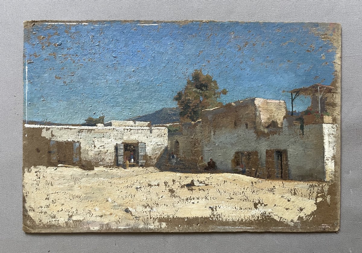 Orientalist Sketch, Oil On Cardboard