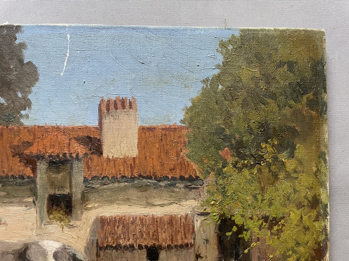 Cow In Front Of A Farm; Signature To Be Identified-photo-4
