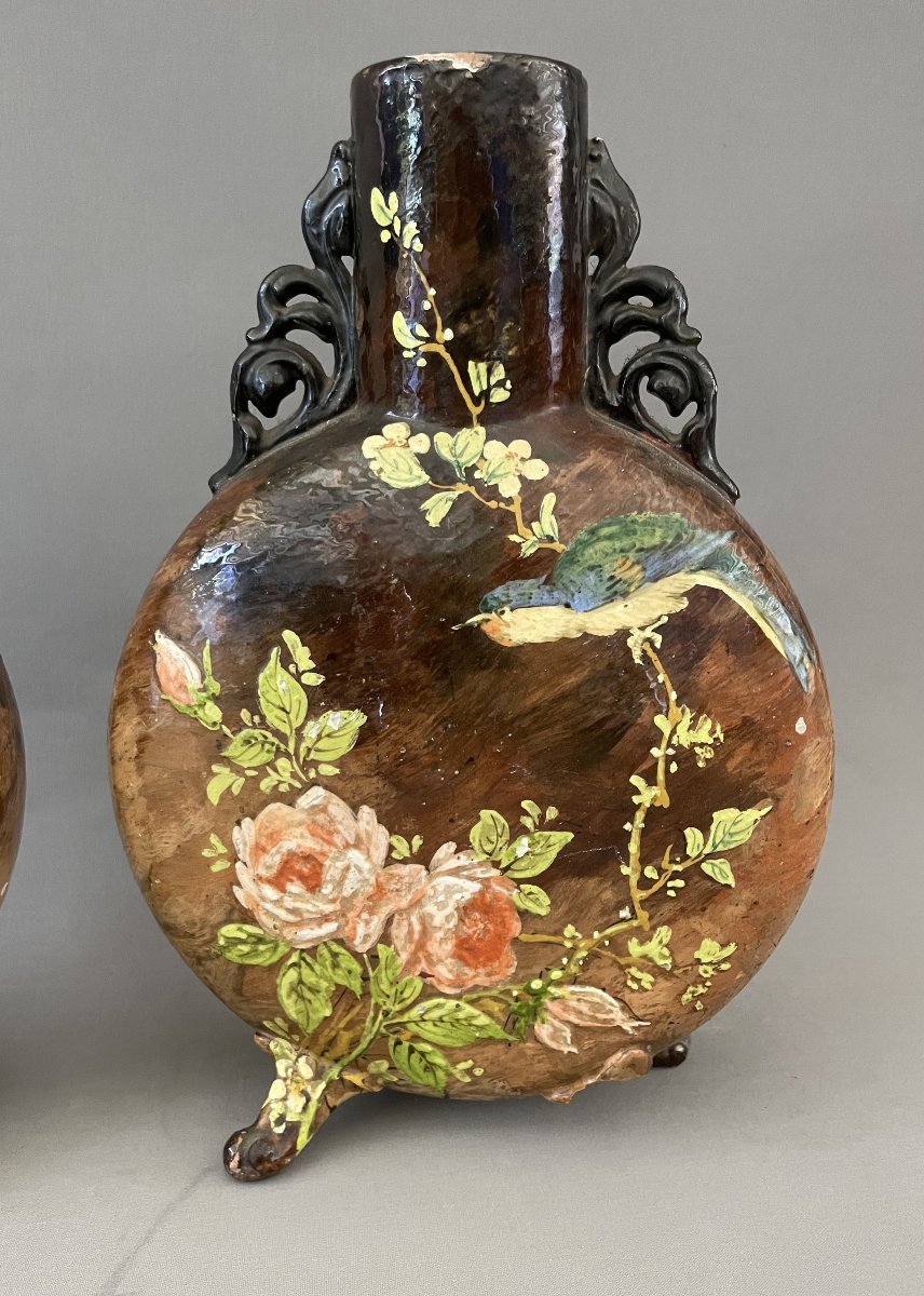 Paire de vases en terre cuite peinte, Montigny-sur-Loing?-photo-4