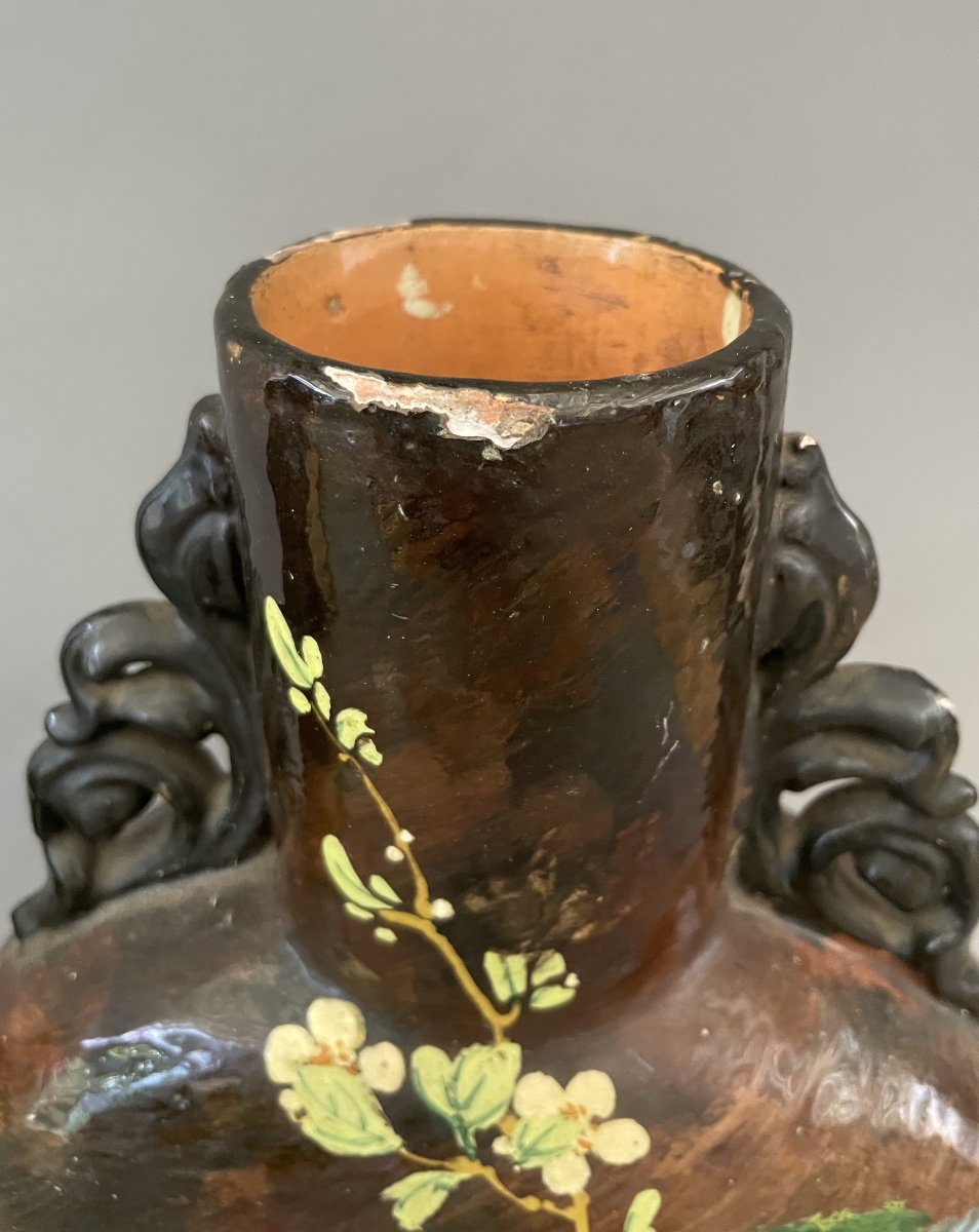 Paire de vases en terre cuite peinte, Montigny-sur-Loing?-photo-2