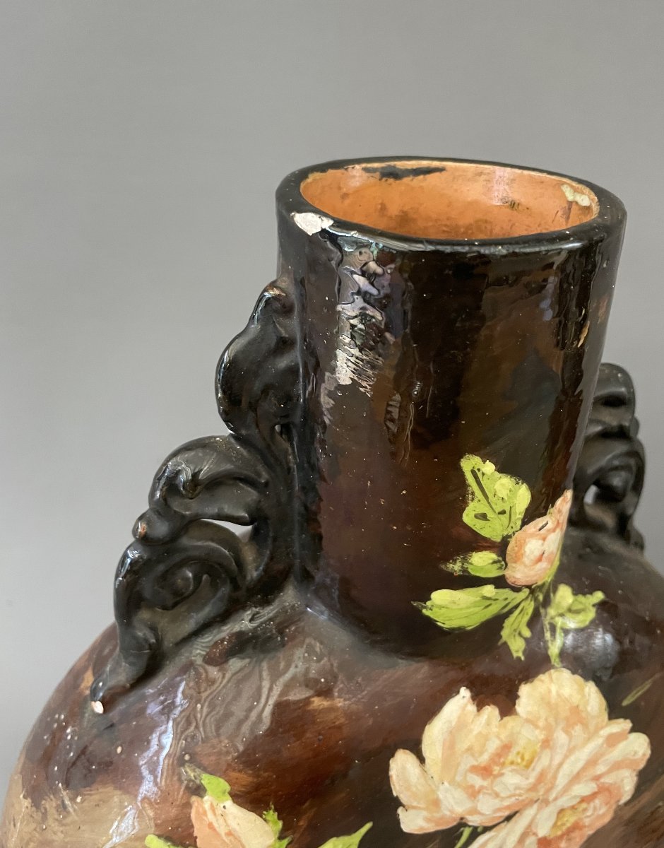 Paire de vases en terre cuite peinte, Montigny-sur-Loing?-photo-3