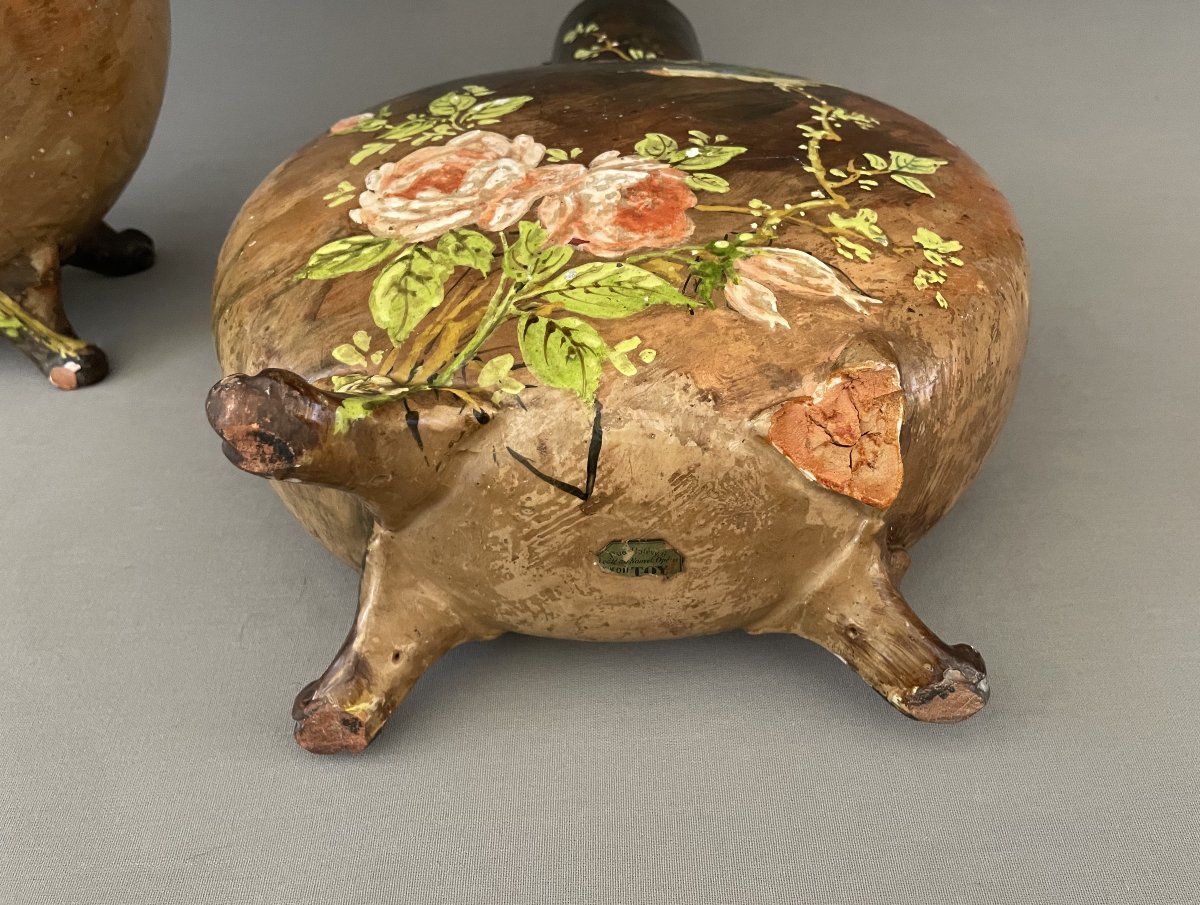 Paire de vases en terre cuite peinte, Montigny-sur-Loing?-photo-8