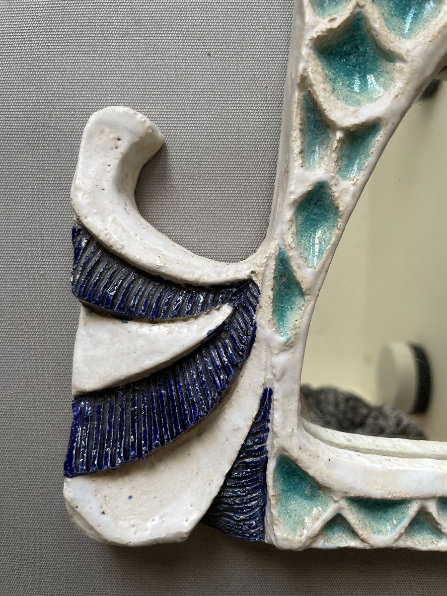 Ceramic Mirror Depicting A Bird-photo-2