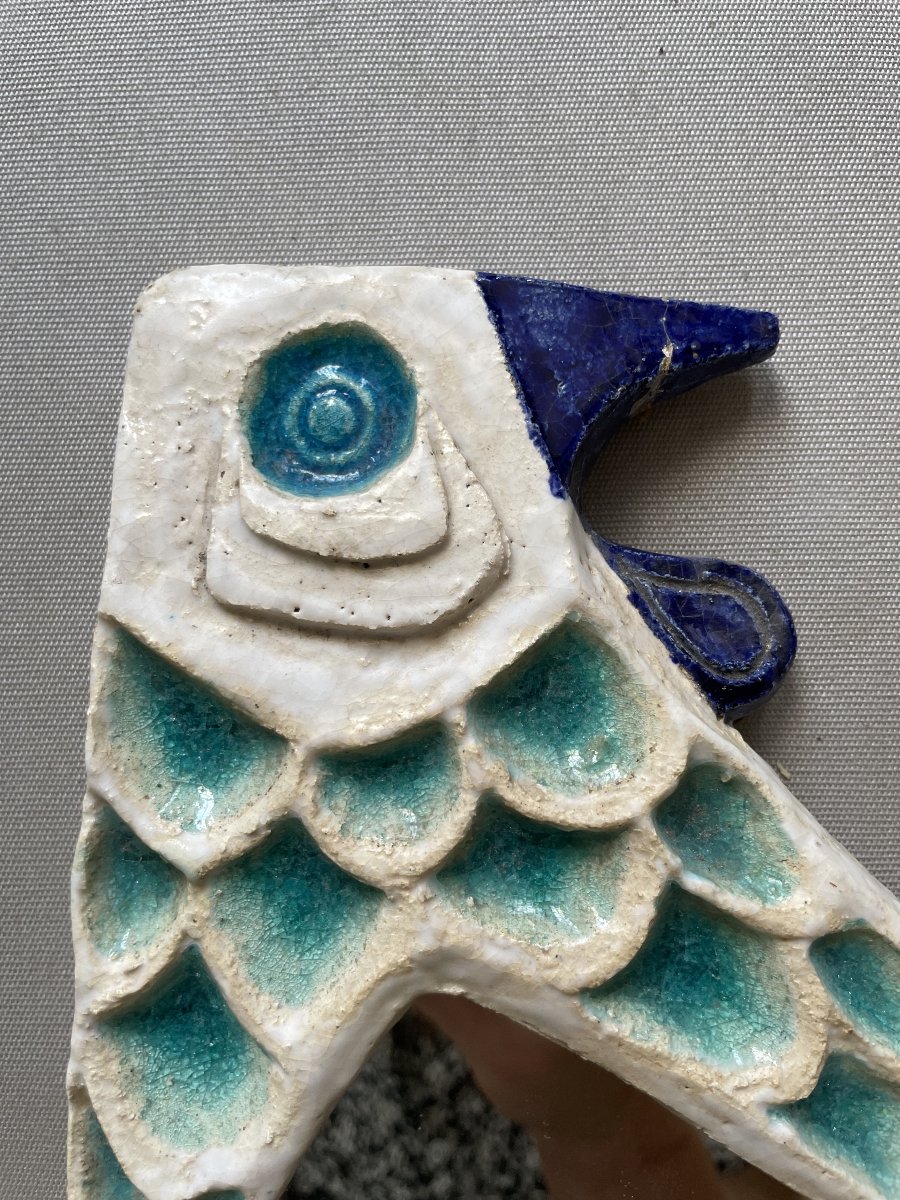 Ceramic Mirror Depicting A Bird-photo-1