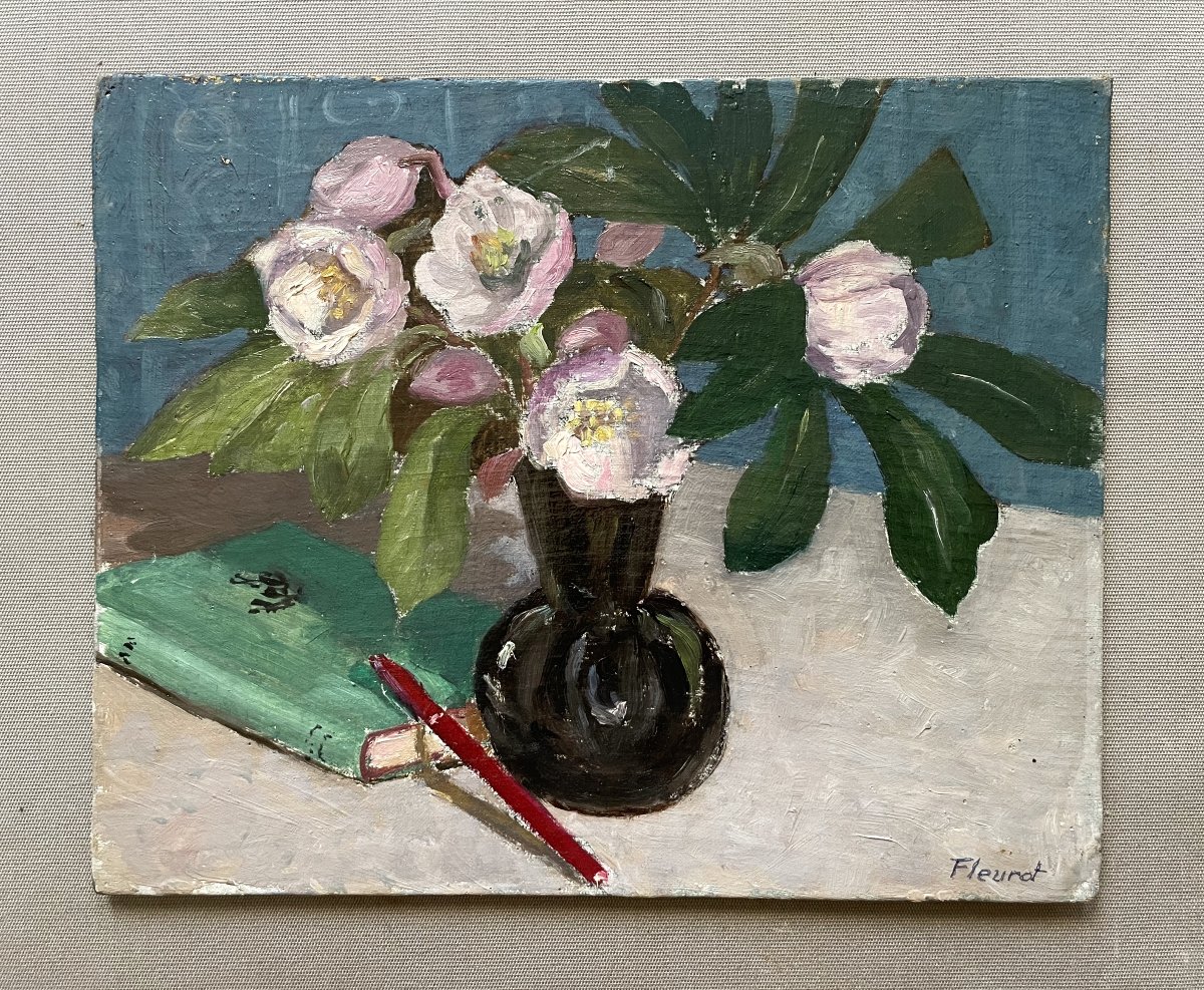 Nature morte, huile sur carton toilé