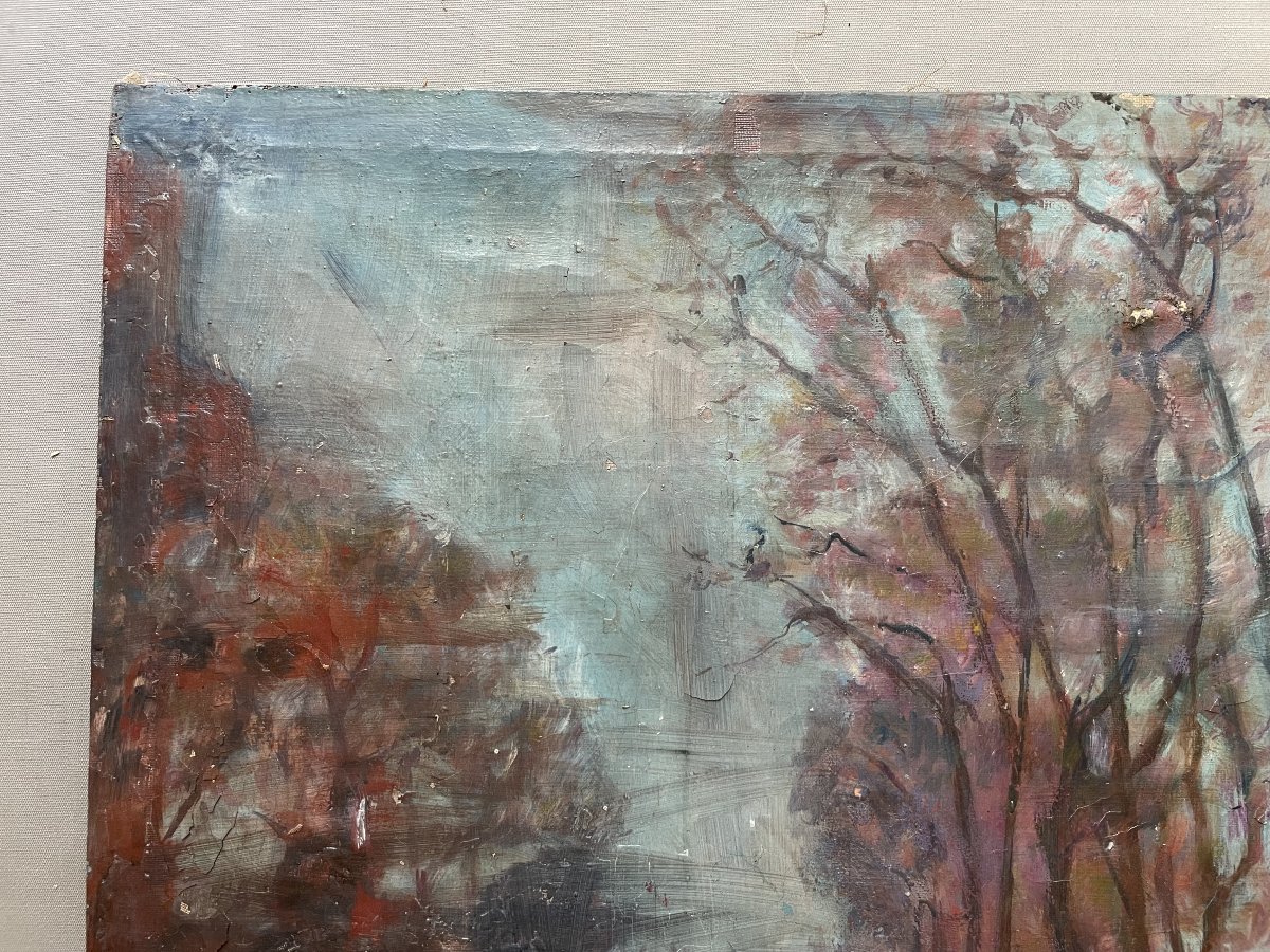 Rue animée, huile sur toile, signature à identifier-photo-3