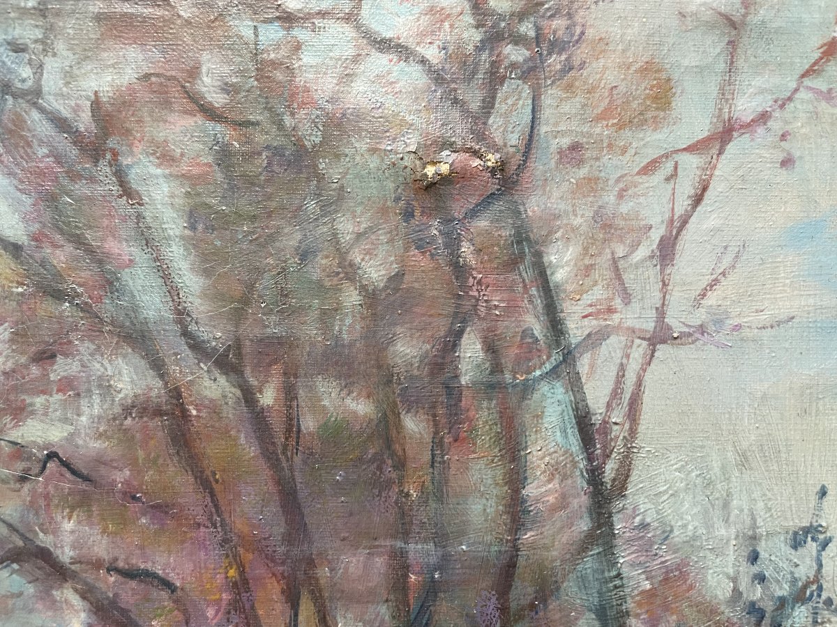 Rue animée, huile sur toile, signature à identifier-photo-5