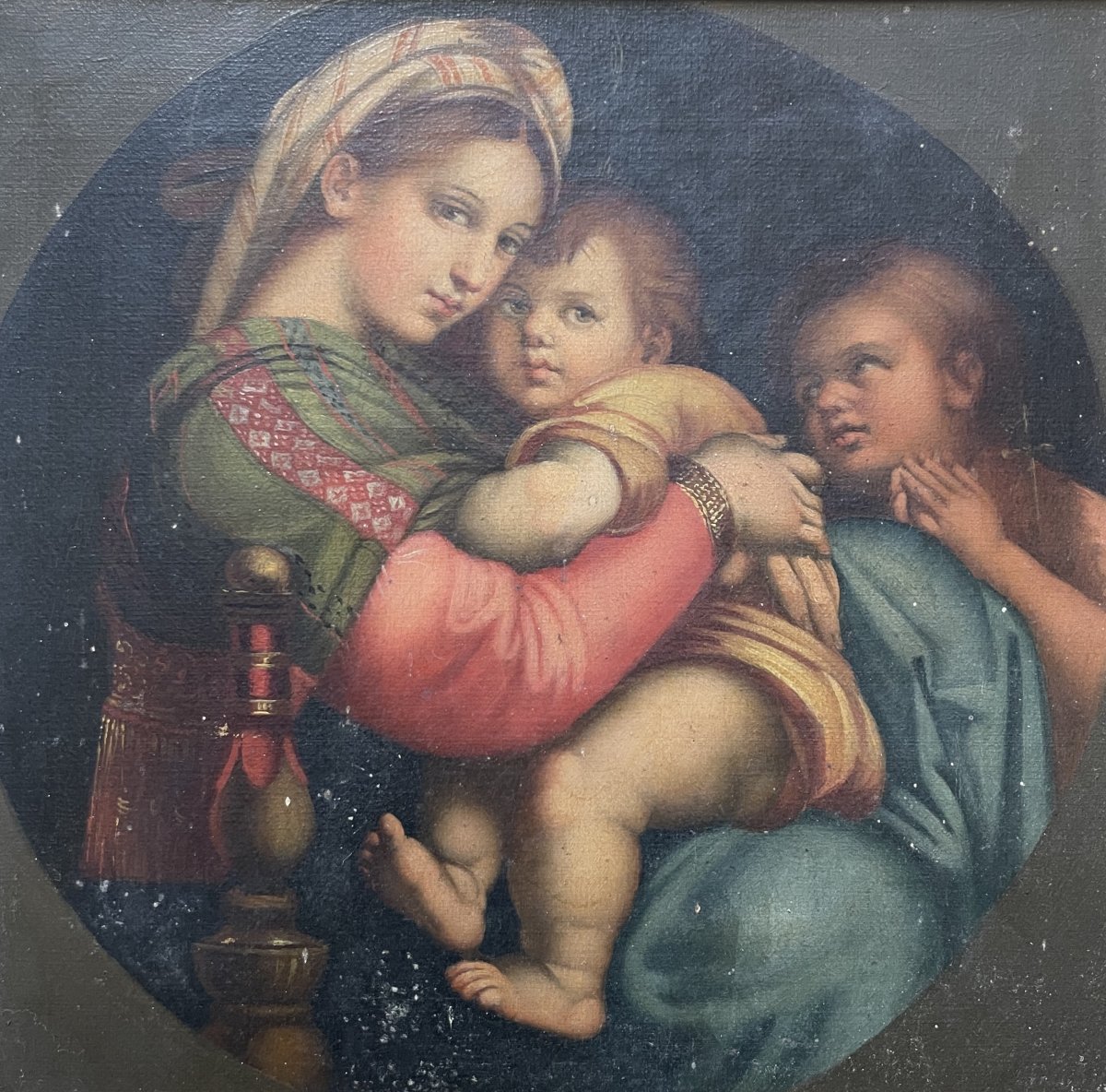 La vierge à la chaise, huile sur toile d'après Raphaël-photo-2