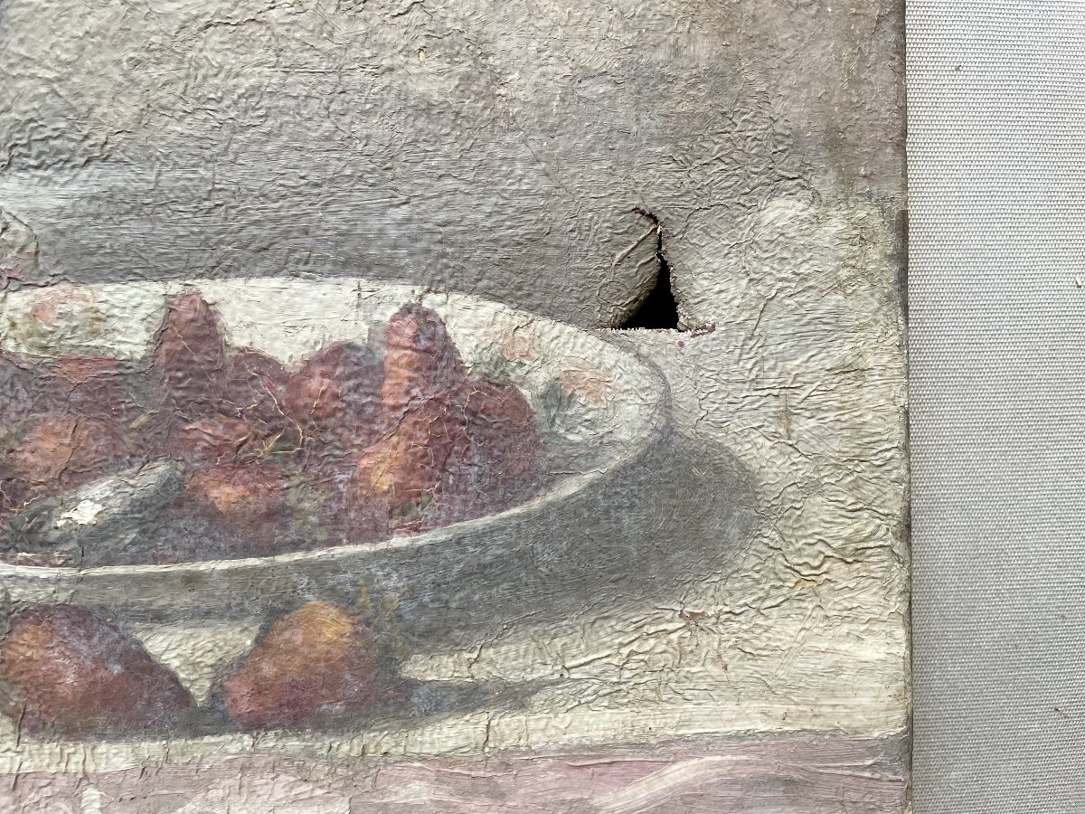 Strawberries And A Sugar Bowl, Oil On Canvas-photo-3