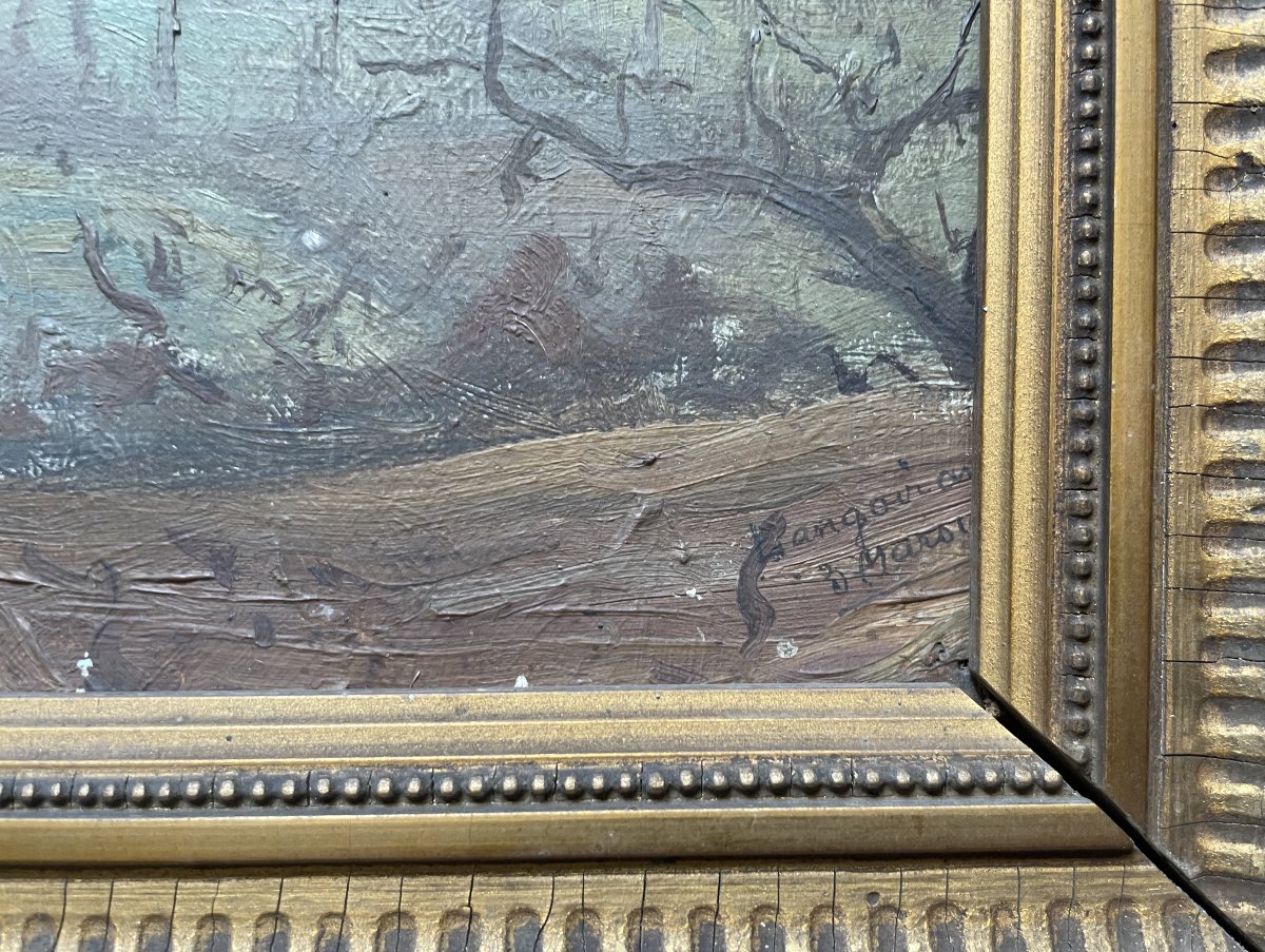 Vineyards In Langoiran, Oil On Canvas-photo-2