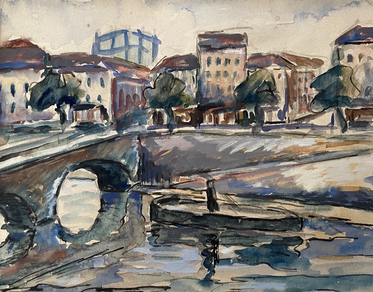 A Houseboat On The Seine? Watercolor