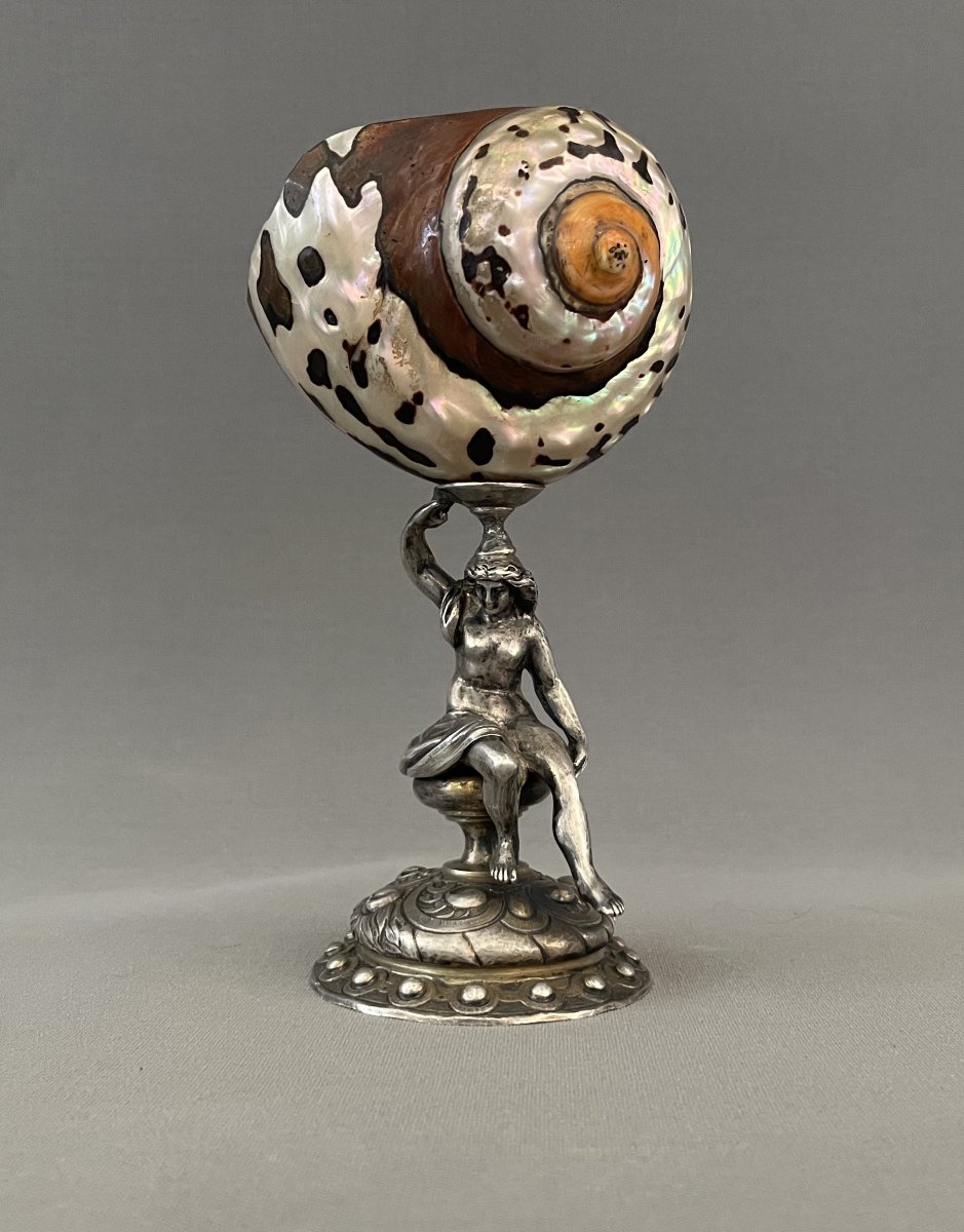 Coquillage monté bronze argenté