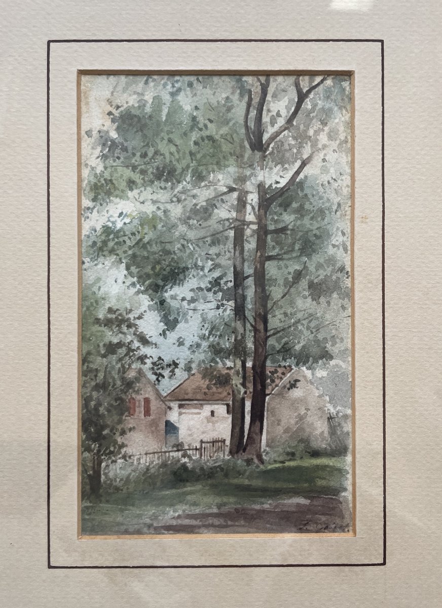 Pair Of Watercolors Signed By Pauline Gobert-photo-2