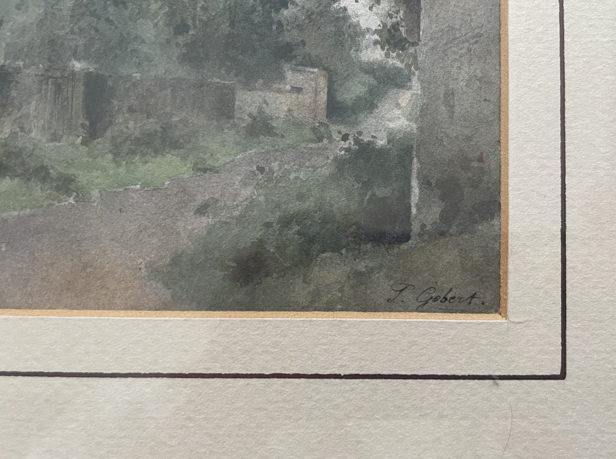 Pair Of Watercolors Signed By Pauline Gobert-photo-1