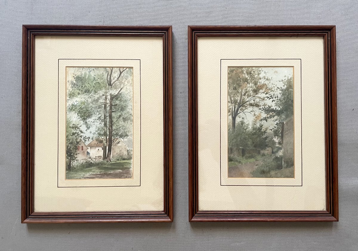 Pair Of Watercolors Signed By Pauline Gobert