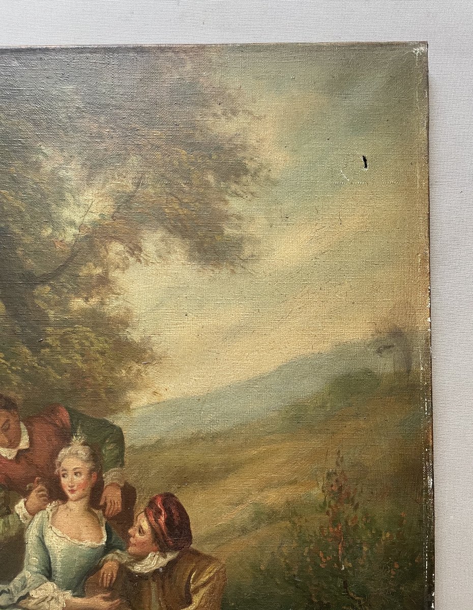 Scène champêtre, huile sur toile-photo-3