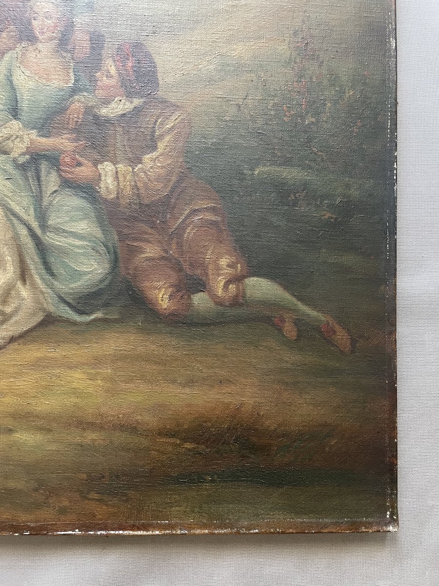 Scène champêtre, huile sur toile-photo-1