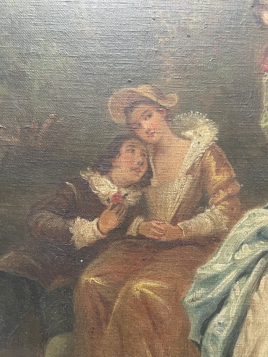 Scène champêtre, huile sur toile-photo-2