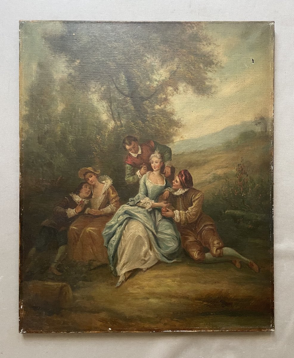 Scène champêtre, huile sur toile