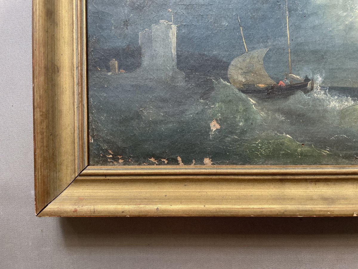 Seascape, Oil On Canvas, In Need Of Restoration-photo-1