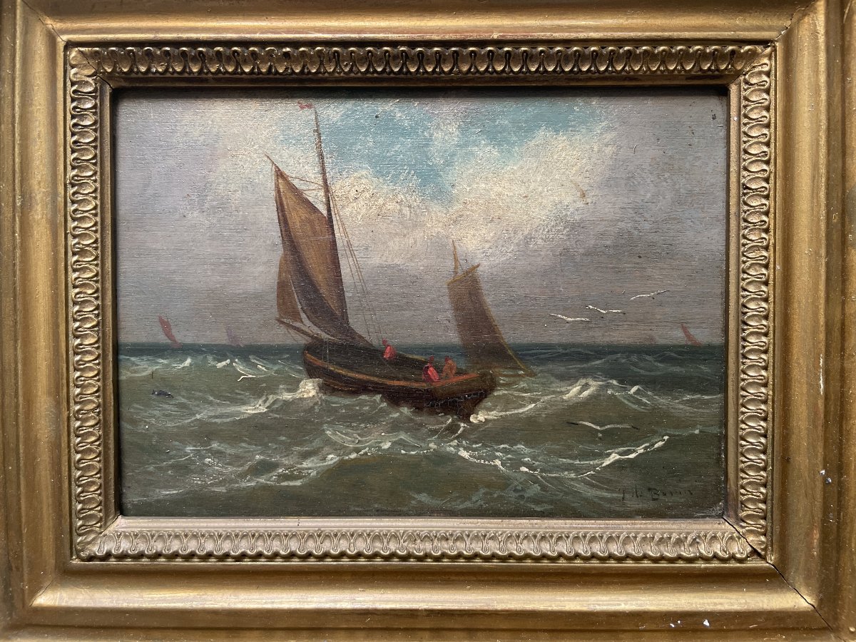 Seascape, Oil On Panel-photo-2