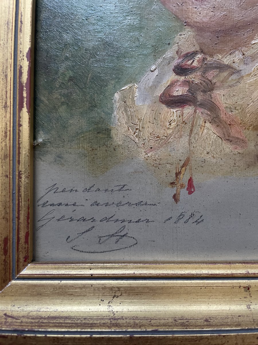 Portrait d'enfant, huile sur carton-photo-3