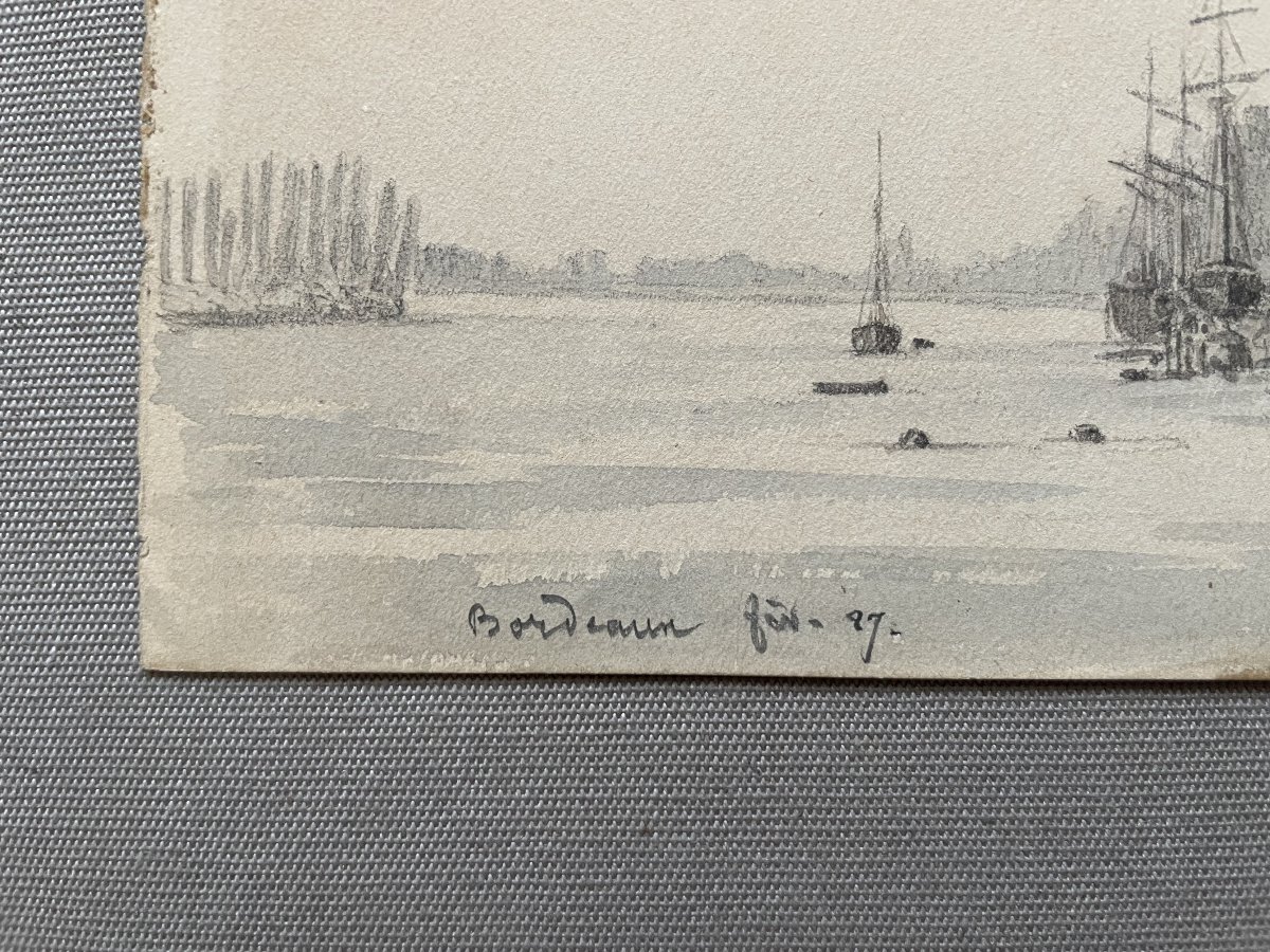 Aquarelle située à Bordeaux et datée 1887-photo-2