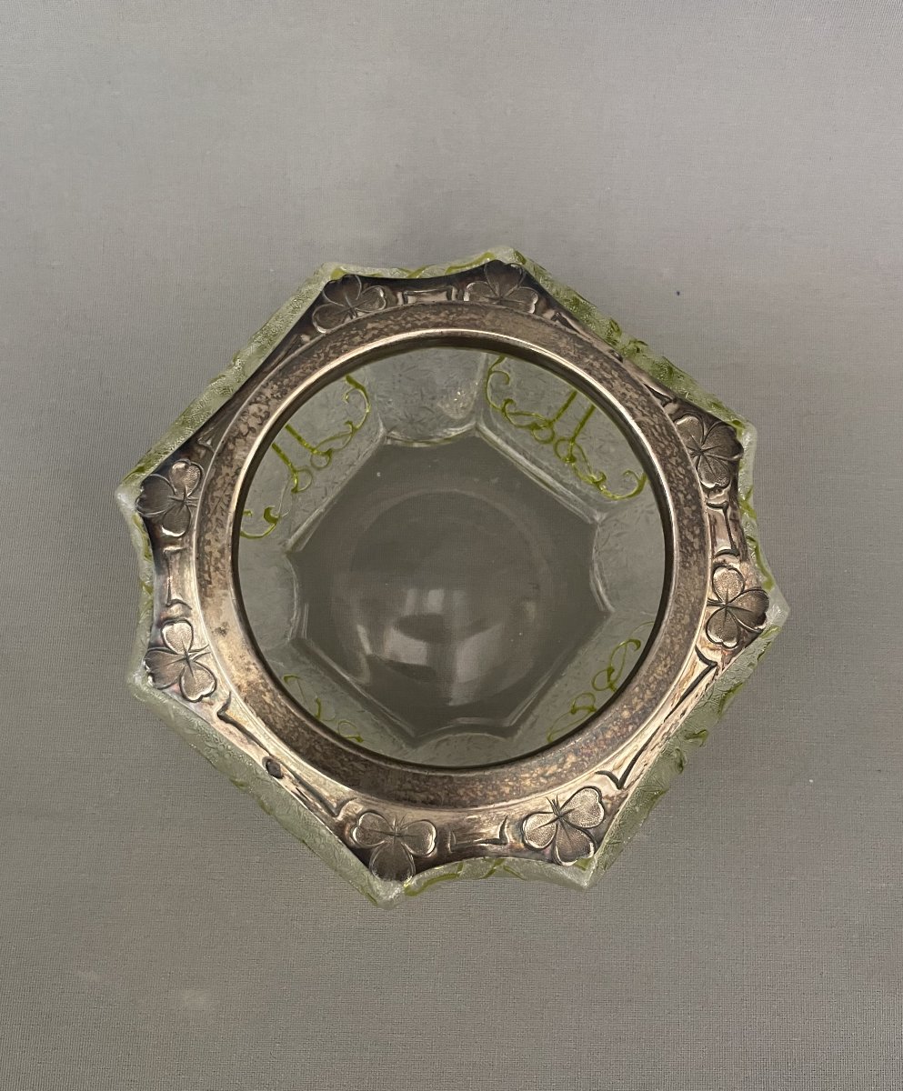 Art Nouveau Baccarat Trays With Silver Mounting-photo-2