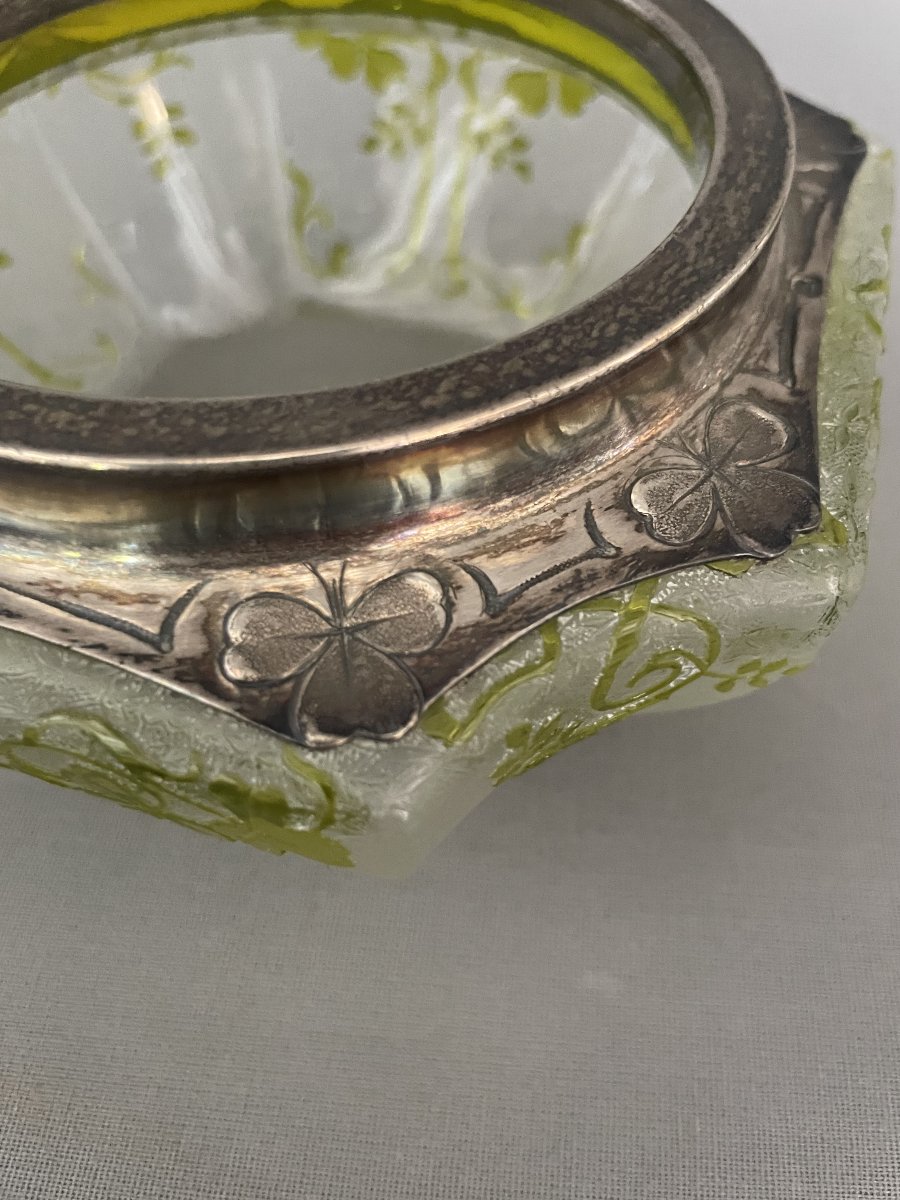 Art Nouveau Baccarat Trays With Silver Mounting-photo-4