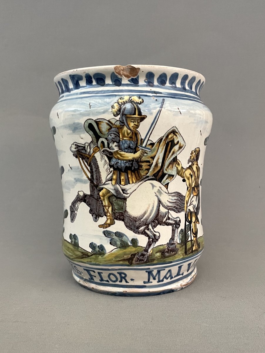 Albarello à décor de chevalerie
